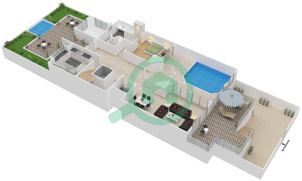 Тадж Грандюр Резиденсис - Вилла 4 Cпальни планировка Тип 5 interactive3D