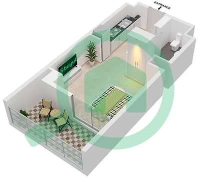 المخططات الطابقية لتصميم النموذج B شقة استوديو - ريزيدنس بلازا