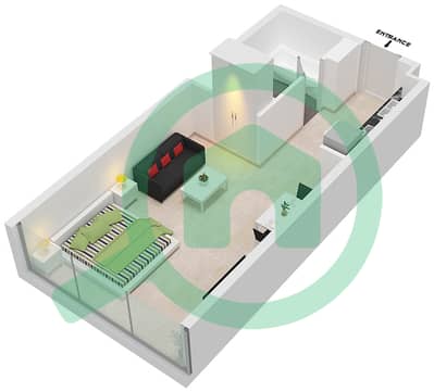 المخططات الطابقية لتصميم النموذج C شقة استوديو - ريزيدنس بلازا