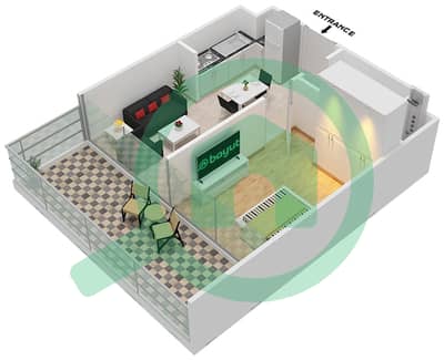 المخططات الطابقية لتصميم الوحدة 7/FLOOR 1-16 شقة 1 غرفة نوم - مساكن ريفا