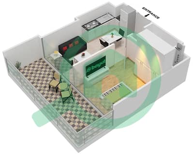 المخططات الطابقية لتصميم الوحدة 14/FLOOR 1-16 شقة 1 غرفة نوم - مساكن ريفا