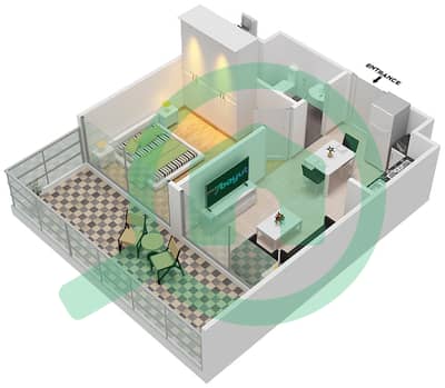 المخططات الطابقية لتصميم الوحدة 17/FLOOR 1-16 شقة 1 غرفة نوم - مساكن ريفا