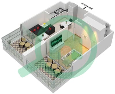 المخططات الطابقية لتصميم الوحدة 18/FLOOR 1-16 شقة 1 غرفة نوم - مساكن ريفا