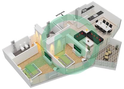 Stella Maris - 2 Bed Apartments Type 01/Floor 18-27 Floor plan