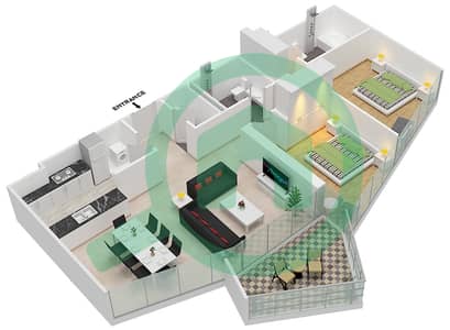 المخططات الطابقية لتصميم النموذج 04/FLOOR 18,27 شقة 2 غرفة نوم - ستيلا ماريس