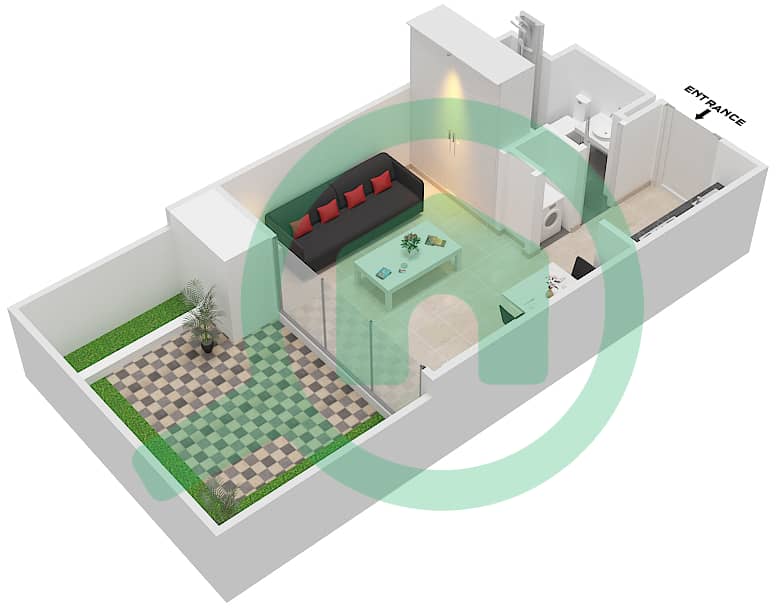 المخططات الطابقية لتصميم النموذج / الوحدة B/ST شقة استوديو - شقق أونا interactive3D