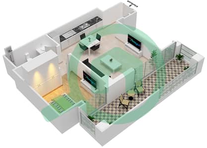 المخططات الطابقية لتصميم الوحدة 105 شقة 1 غرفة نوم - سانست في كريك بيتش