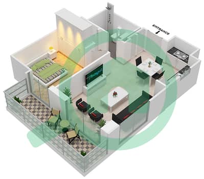 المخططات الطابقية لتصميم الوحدة 602 شقة 1 غرفة نوم - سانست في كريك بيتش