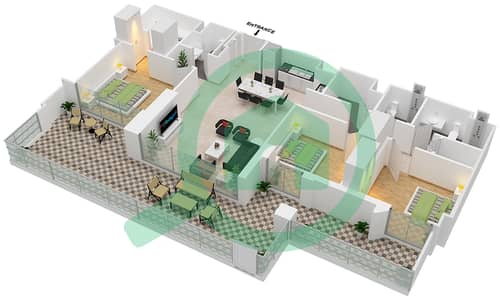 المخططات الطابقية لتصميم الوحدة M01 شقة 3 غرف نوم - سانست في كريك بيتش