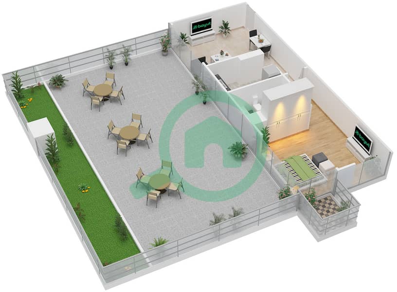 Скала Тауэр - Апартамент 1 Спальня планировка Тип I FLOOR 9 interactive3D