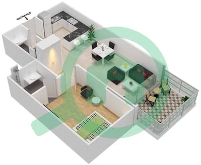 المخططات الطابقية لتصميم الوحدة 6 شقة 1 غرفة نوم - ذا هايف
