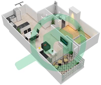 المخططات الطابقية لتصميم الوحدة 7 شقة 1 غرفة نوم - ذا هايف