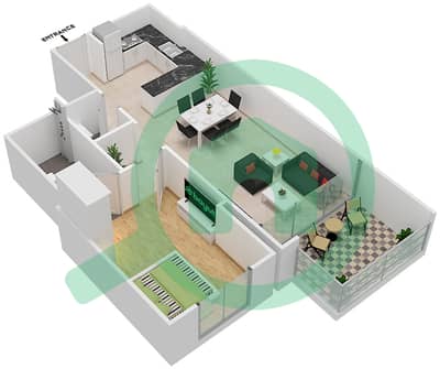 المخططات الطابقية لتصميم الوحدة 8 شقة 1 غرفة نوم - ذا هايف