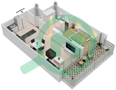 المخططات الطابقية لتصميم الوحدة 11 شقة 1 غرفة نوم - ذا هايف