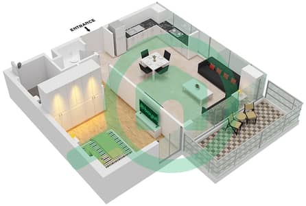 المخططات الطابقية لتصميم النموذج B شقة 1 غرفة نوم - ريزيدنس ايكون