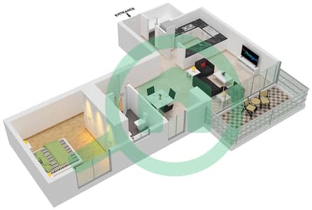 المخططات الطابقية لتصميم النموذج C شقة 1 غرفة نوم - ريزيدنس ايكون