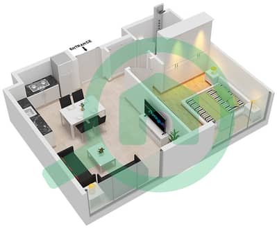 المخططات الطابقية لتصميم النموذج A شقة 1 غرفة نوم - لينك 1