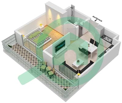 The Link 1 - 1 Bedroom Apartment Type B-1 Floor plan
