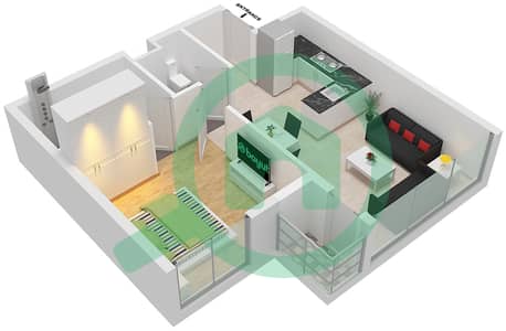 المخططات الطابقية لتصميم النموذج C شقة 1 غرفة نوم - لينك 1