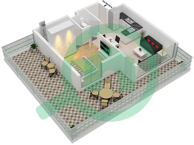 المخططات الطابقية لتصميم النموذج C-1 شقة 1 غرفة نوم - لينك 1