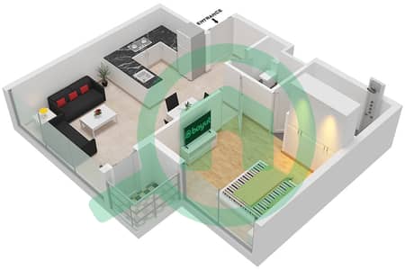 المخططات الطابقية لتصميم النموذج D شقة 1 غرفة نوم - لينك 1