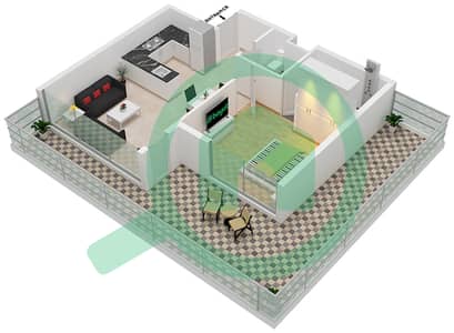 المخططات الطابقية لتصميم النموذج D-1 شقة 1 غرفة نوم - لينك 1