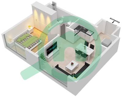 المخططات الطابقية لتصميم النموذج E-A شقة 1 غرفة نوم - لينك 1