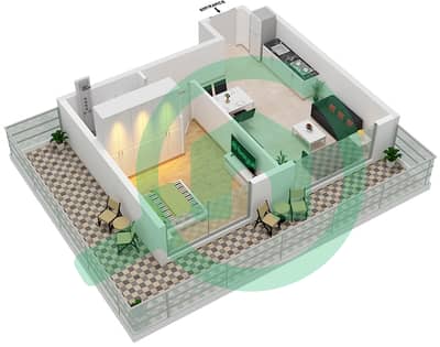 المخططات الطابقية لتصميم النموذج E-1 شقة 1 غرفة نوم - لينك 1