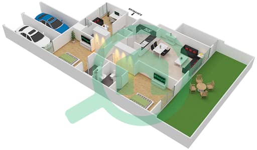 脉动联排别墅 - 2 卧室联排别墅类型／单位A/1戶型图