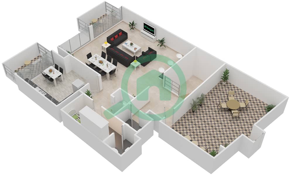 The Atria - 3 Bedroom Apartment Type 3DUP2 Floor plan interactive3D
