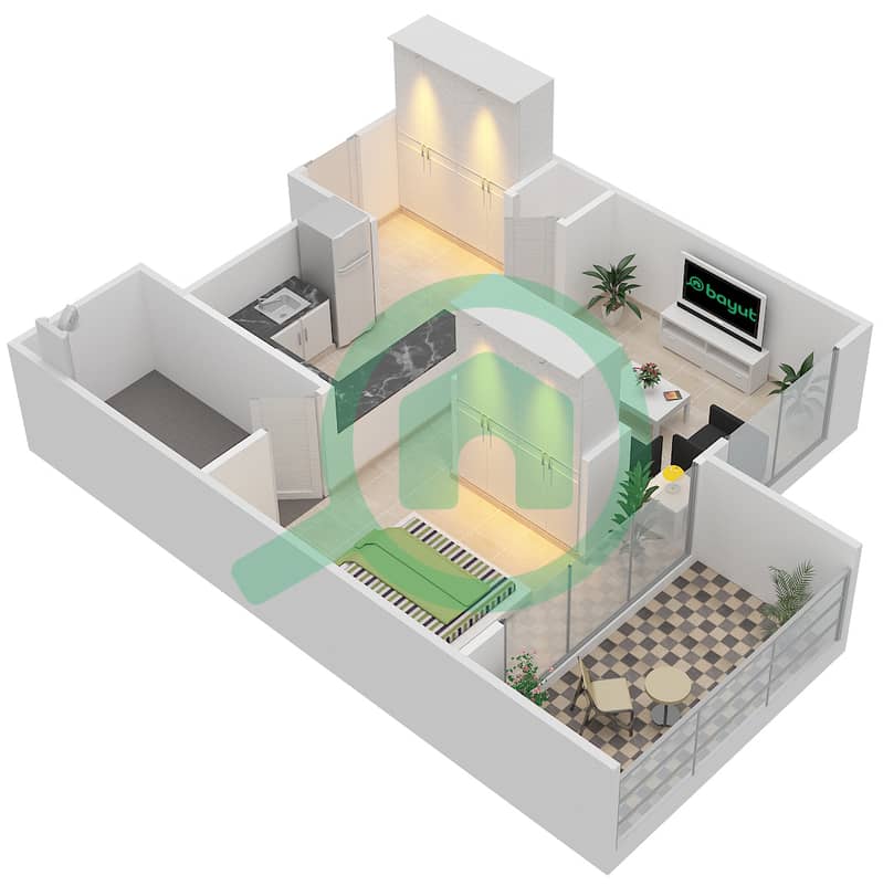 阿特里亚综合区 - 单身公寓类型ST2戶型图 interactive3D