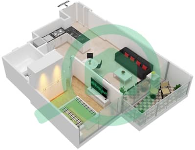 المخططات الطابقية لتصميم الوحدة 12 FLOOR  4-52 شقة 1 غرفة نوم - جراندي