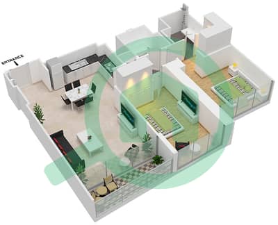 Grande - 2 Bedroom Apartment Unit 3 FLOOR 54-69 Floor plan