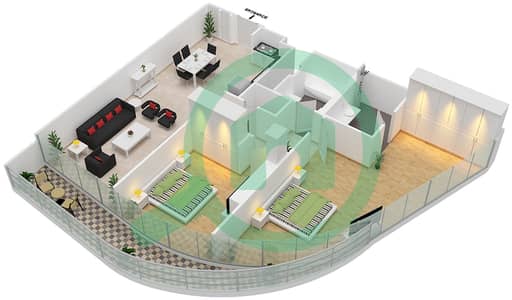 格兰德豪华私人社区 - 2 卧室公寓单位5 FLOOR 1戶型图