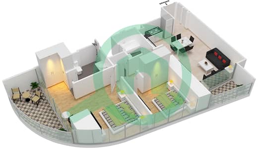 格兰德豪华私人社区 - 2 卧室公寓单位11 FLOOR 1戶型图