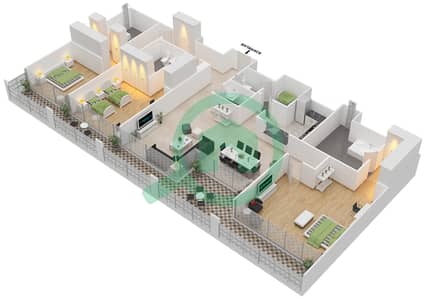 The Sterling West - 3 Bedroom Apartment Type C1 Floor plan