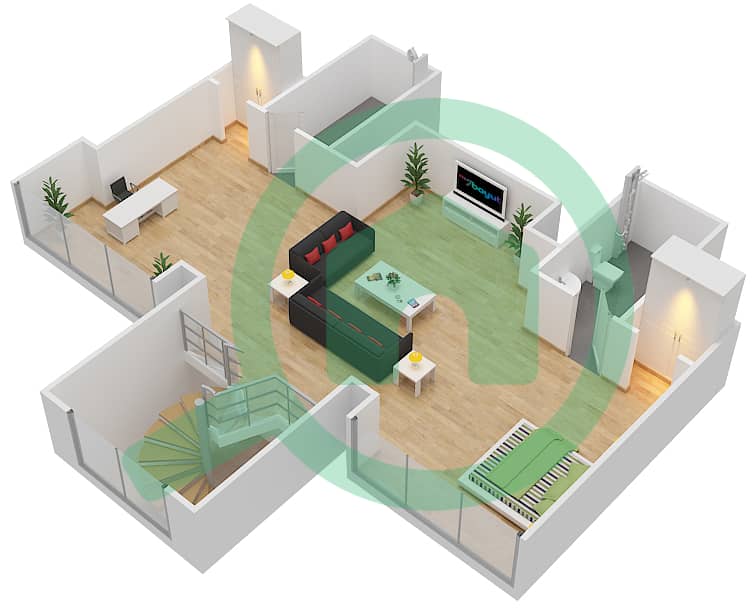 Noora - 1 Bedroom Apartment Unit 02 / FLOOR 2-3 (DUPLEX) Floor plan Upper Floor 3 interactive3D