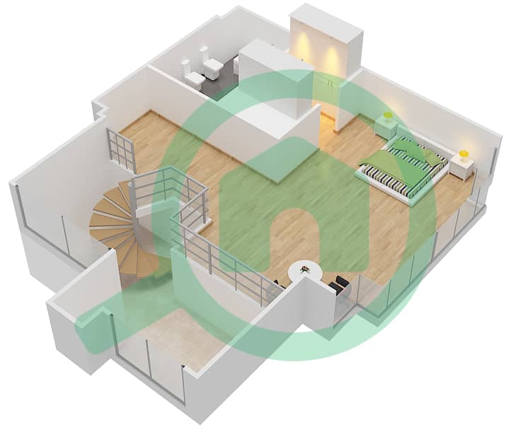 Noora - 1 Bedroom Apartment Unit 03 / FLOOR 6-7 (DUPLEX) Floor plan Upper Floor 7 interactive3D