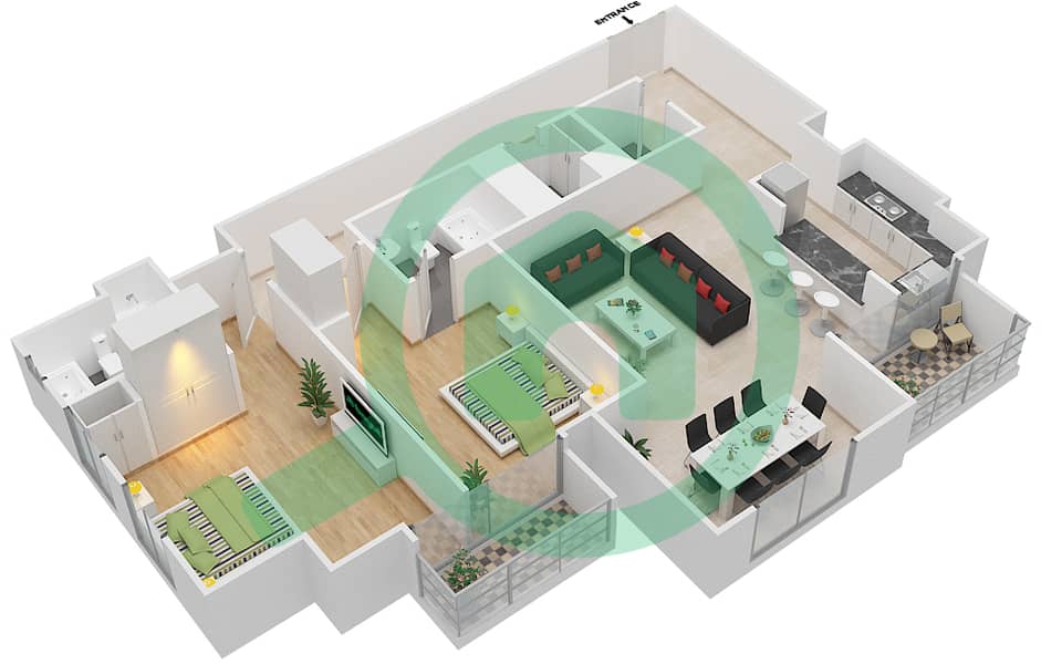 Noora - 2 Bedroom Apartment Unit 07 / FLOOR 42 Floor plan Floor 42 interactive3D