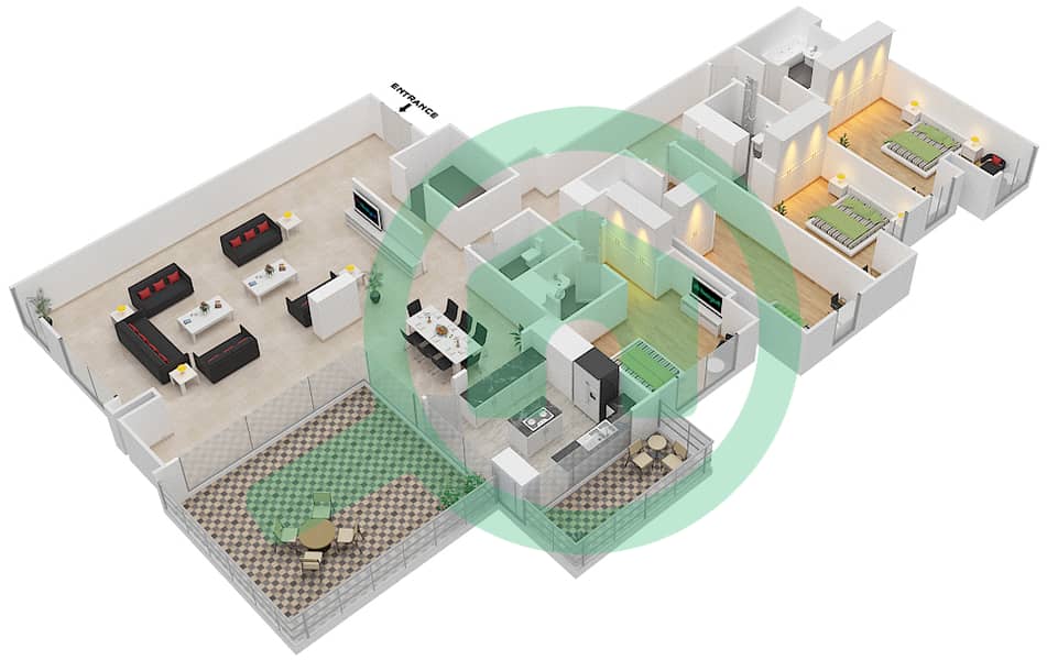 Нура - Апартамент 4 Cпальни планировка Единица измерения 04 / FLOOR 64 Floor 64 interactive3D