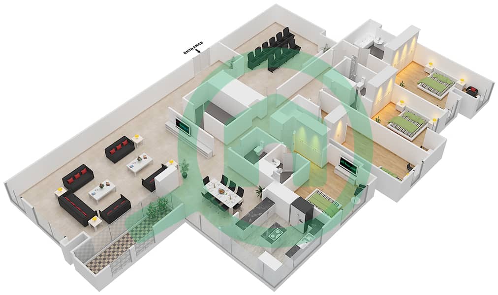 诺拉公寓 - 4 卧室公寓单位02 / FLOOR 65戶型图 Floor 65 interactive3D