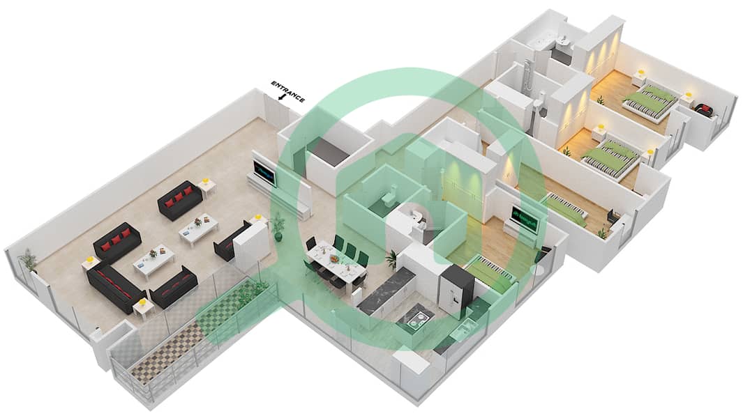 Нура - Апартамент 4 Cпальни планировка Единица измерения 01 / FLOOR 67 Floor 67 interactive3D