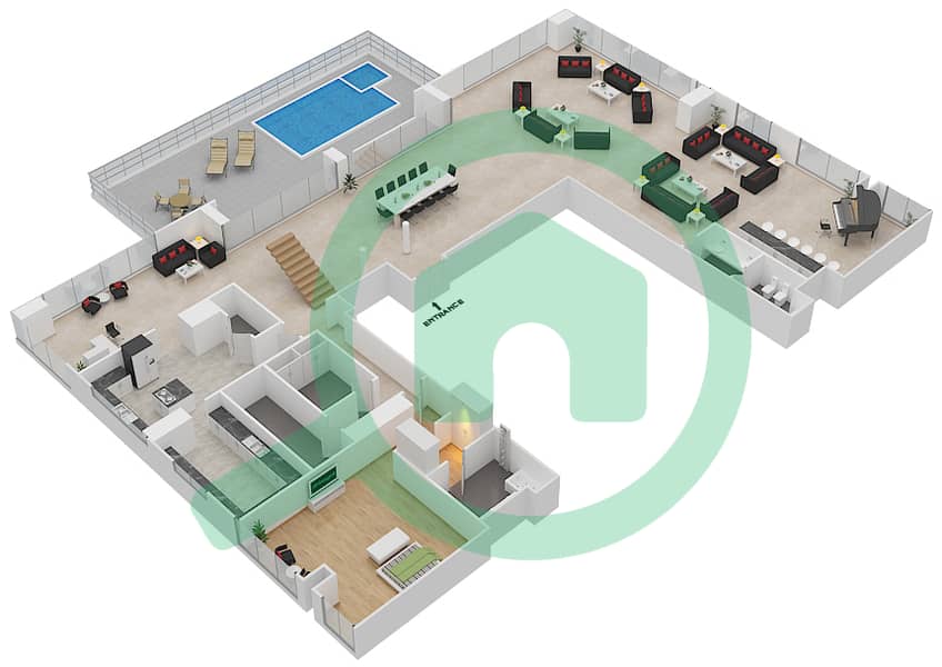 Noora - 6 Bedroom Penthouse Unit 01 / FLOOR 68-69 Floor plan Lower Floor 68 interactive3D