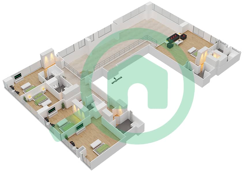Noora - 6 Bedroom Penthouse Unit 01 / FLOOR 68-69 Floor plan Upper Floor 69 interactive3D