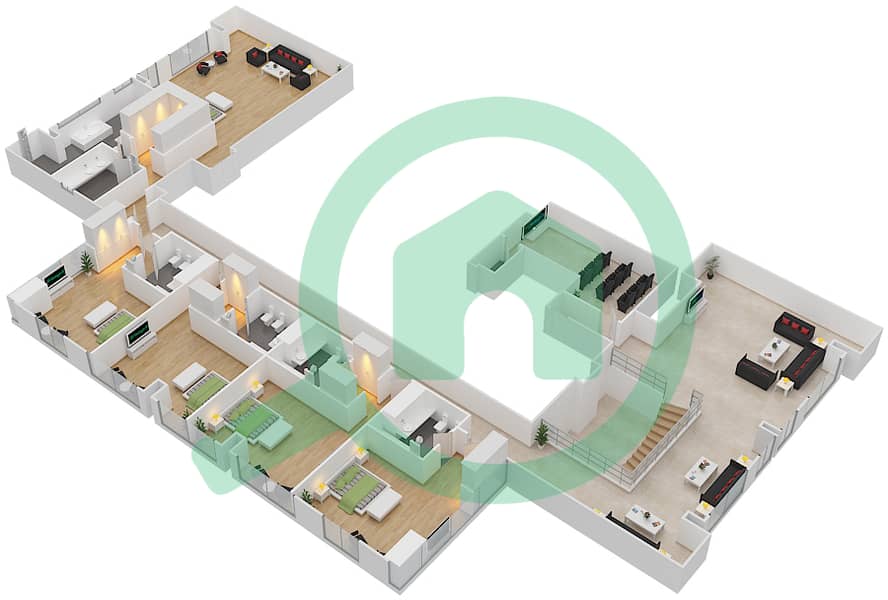 Noora - 7 Bedroom Penthouse Unit 01 / FLOOR 70-71 Floor plan Upper Floor 71 interactive3D