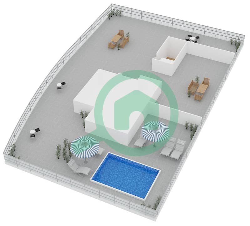 المخططات الطابقية لتصميم النموذج A بنتهاوس 4 غرف نوم - ويست وارف interactive3D