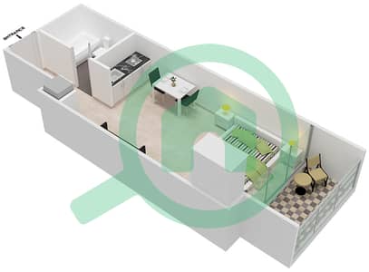 المخططات الطابقية لتصميم الوحدة 11 شقة استوديو - فندق كوزموبوليتان
