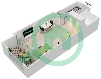 المخططات الطابقية لتصميم الوحدة 13 شقة استوديو - فندق كوزموبوليتان