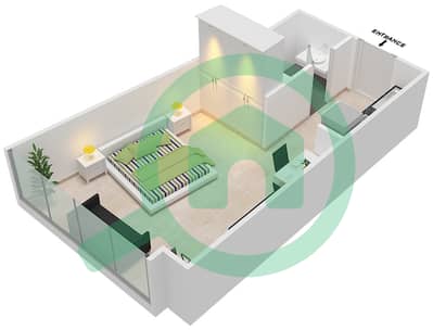 المخططات الطابقية لتصميم الوحدة 22 شقة استوديو - فندق كوزموبوليتان