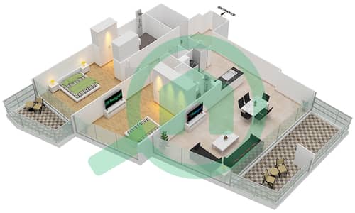 المخططات الطابقية لتصميم النموذج 4A شقة 2 غرفة نوم - بارك غيت ريزيدنسيز